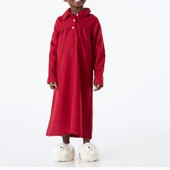 Pottery Barn Kids Solid Red Flannel Nightgown - Size 10 - Picture 1 of 6